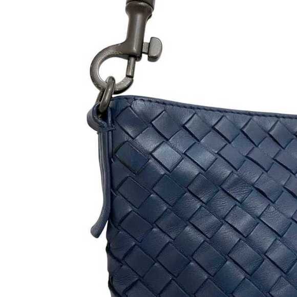 BOTTEGA VENETA Blue Leather Intrecciato Shoulder Bag - Picture 9 of 11